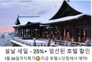 호텔스닷컴 설날 엄선된 호텔 최대 25% 할인