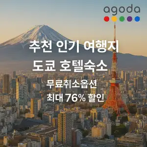 아고다 추천 인기 여행지 도쿄 호텔 숙소 최대 76% 할인