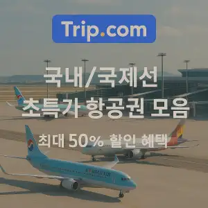 트립닷컴 국내 국제선 초특가 항공권 모듬 최대 50% 할인 혜택